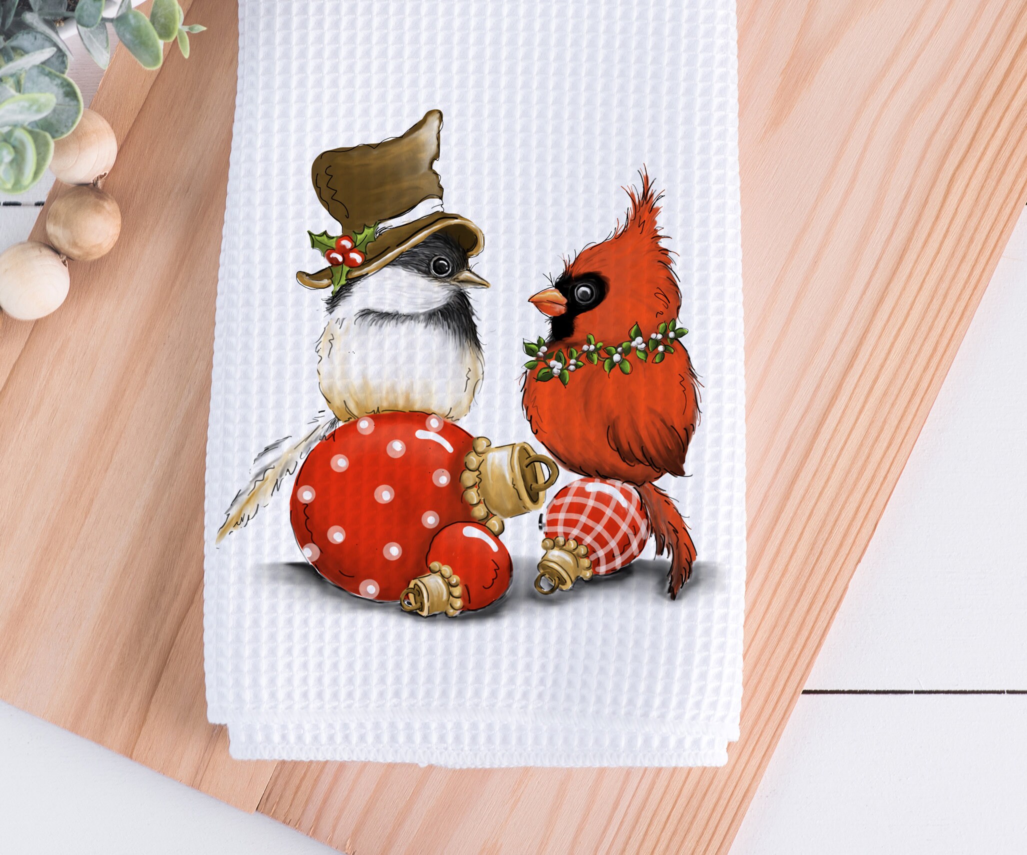 Christmas Kitchen Tea Towel 16"x24", Kitchen Towel, Cardinal Tea Towel, Farmhouse Christmas, Christmas Kitchen Decor, Stocking Stuffer