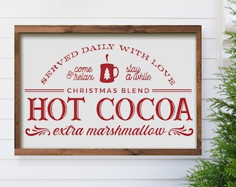 Hot Cocoa Large Farmhouse Sign 24"x36". Farmhouse Christmas, rustic holiday sign, Christmas wall decor, Country Christmas, hot cocoa bar