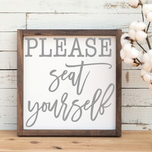 Please Seat Yourself Farmhouse Style Funny Bathroom Sign 9.5&quot;. Funny Bathroom Sign, Bathroom sign, Farmhouse bath sign, Bathroom shelf decor