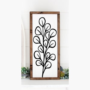 Botanical Leaf Sign 9.5"x18". Botanical Signs, Farmhouse Entry Sign, Flower Signs, Framed Leaf Sign, Floral Wood Sign, Layering Sign