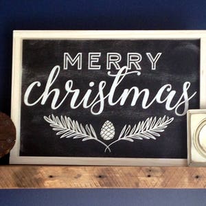 Merry Christmas Farmhouse Style Framed Sign 13.5"x19.5". Farmhouse Christmas, Merry Christmas Sign, Rustic Wood Sign, Christmas decor sign