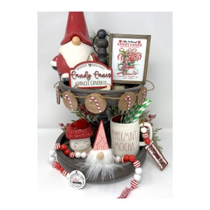 Christmas Candy Canes Tiered Tray Decor, Candy Garland, Candy Cane Tier Tray Mini Sign, Christmas Decor, Sweet Shop Decor, Candy Cane Decor