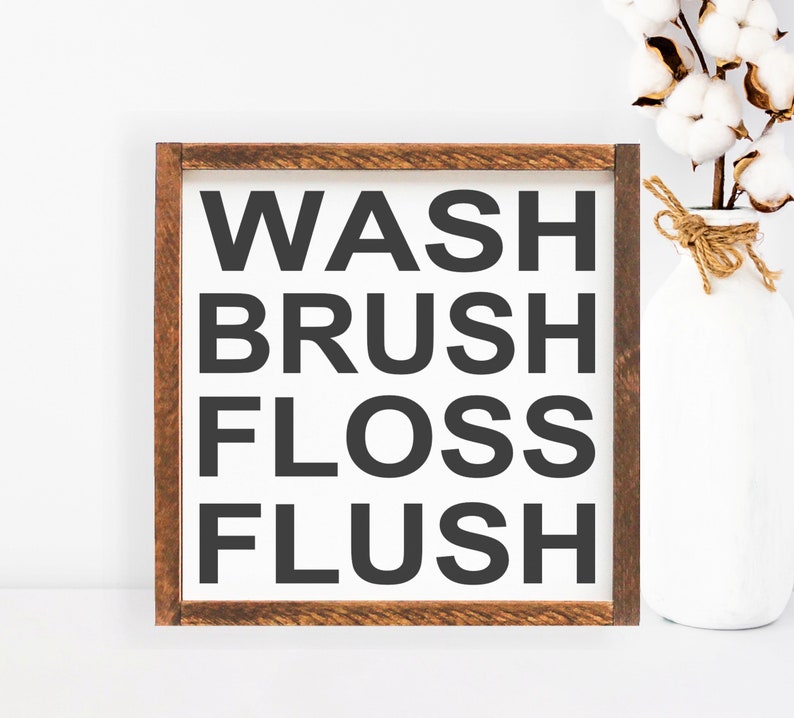 Enseigne en métal de salle de bain Shabby Chic Wash Brush Floss Flush