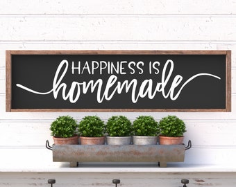 Happiness is Homemade Farmhouse Wood Sign 9.5"x36". Farmhouse Kitchen, Kitchen Sign, Kitchen Decor, Kitchen Wood Sign, Farmhouse Sign