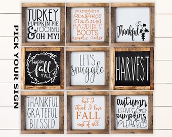 Fall Mini Sign Collection 6"x6" Farmhouse Style Tiered Tray Sign. Tiered Tray Decor, Coffee Bar Sign, Thanksgiving Decor, Framed Mini Sign