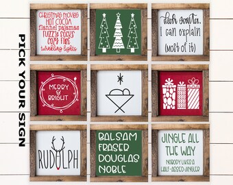 Christmas Mini 6"x6" Signs for Tiered Trays. Tiered Tray Decor, Coffee Bar Sign, Christmas Decor, Framed Mini Sign, Christmas Mini Signs