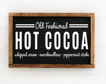 Hot Cocoa Farmhouse Style Framed Sign 7.5x13.5". Holiday wood sign, Farmhouse Christmas, Hot Cocoa Bar Sign, Coffee Bar Sign, Hot Cocoa Sign