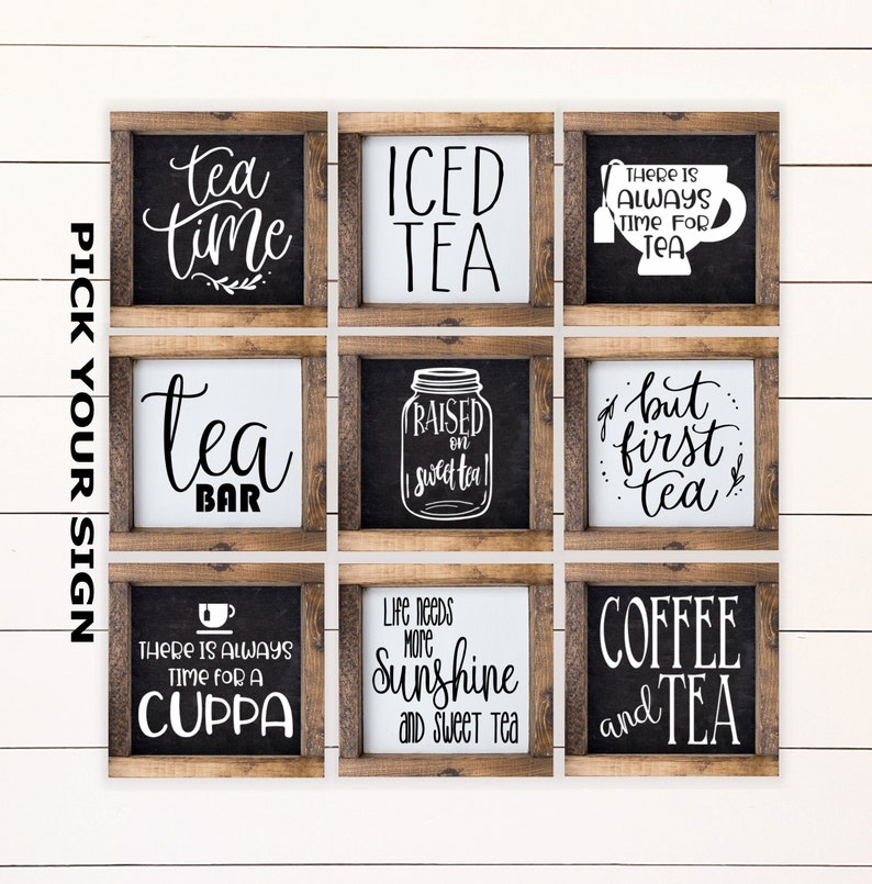 Tea Bar Kitchen 6x6 Farmhouse Signs for Tiered image 0