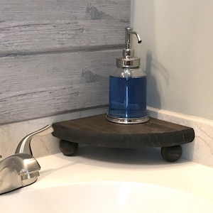 Mini Corner Wood Riser Stand. Farmhouse riser, Farmhouse stand, Candle Stand, Soap Holder, Counter stand, Corner Stand, Bathroom riser