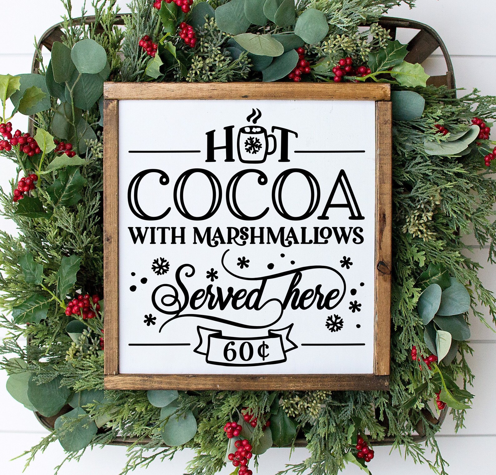 Hot Cocoa Farmhouse Sign 13.5x13.5. Holiday Wood Sign, Hot Chocolate ...