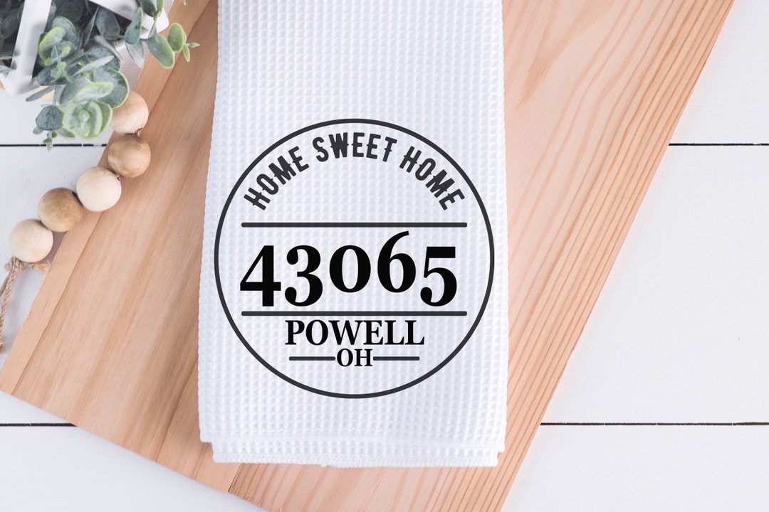Personalized Zip Code Kitchen Towel 16x24, Housewarming Gift, Custom