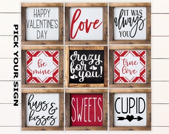 Valentines Mini Signs 6"x6" Tiered Tray Signs. Tiered Tray Decor, Coffee Bar Sign, Valentines Decor, Framed Mini Sign, Valentines Mini Signs