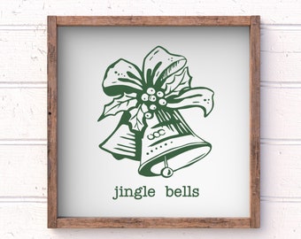 Jingle Bells Farmhouse Style Sign 9.5"x9.5". Christmas Sign, Christmas Decor, Wooden Sign, Farmhouse Christmas, Jingle Bells Sign, Bell Sign