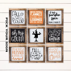 Fall Mini Signs 6"x6" Farmhouse Style Signs for Tiered Trays. Tiered Tray Decor, Coffee Bar Sign, Thanksgiving Decor, Framed Mini Sign