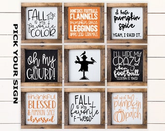 Fall Mini Signs 6"x6" Farmhouse Style Signs for Tiered Trays. Tiered Tray Decor, Coffee Bar Sign, Thanksgiving Decor, Framed Mini Sign