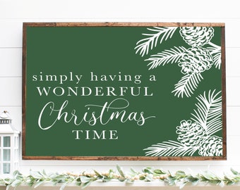 Wonderful Christmas Time Farmhouse Style Sign 24"x36".  Classic Christmas Art, Farmhouse Christmas, Christmas wall decor, Modern Christmas
