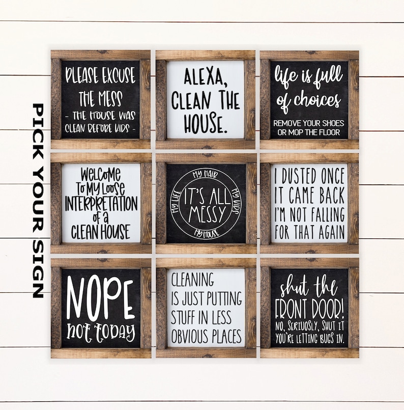 Funny Housewife Cleaning Mini 6"x6" Farmhouse Style Shelf Sign. Laundry Room Decor, Laundry Room Sign, Framed Mini Sign, Tiered Tray Sign