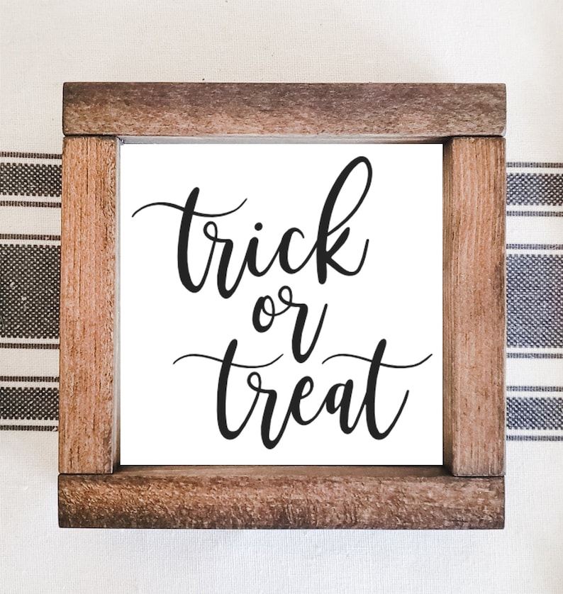 Halloween Sign Mini Collection 6x6 Farmhouse Style Tiered Tray Sign. Tiered Tray Decor, Coffee Bar Sign, Halloween Decor, Framed Mini Sign image 10