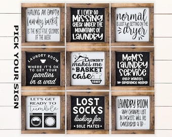 Funny Laundry Room Mini Collection 6"x6" Farmhouse Style Shelf Sign. Laundry Room Decor, Laundry Room Sign, Framed Mini Sign, Home Mini Sign