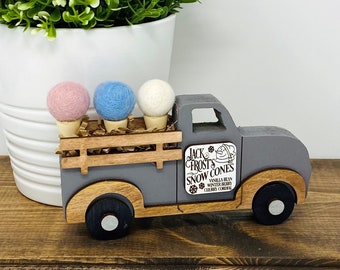 Jack Frost Snowcone Winter Christmas Truck for Tier Tray, Winter Decor, Farmhouse Truck,Tier Tray Decor, Snowman Tiered Tray, Snowcone Decor