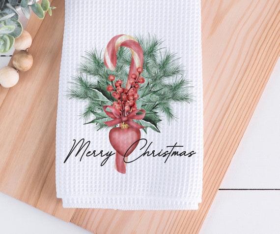 Merry Christmas Tea Towel 16x24, Kitchen Towel, Farmhouse