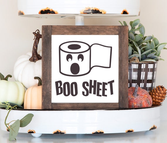 Fun Halloween Fall Bathroom Mini 6x6 Sign, Farmhouse Bathroom