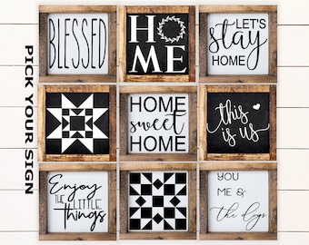 Everyday Home Mini Collection 6"x6" Farmhouse Style Tiered Tray Sign. Tiered Tray Decor, Coffee Bar Sign, Framed Mini Sign, Home Mini Signs