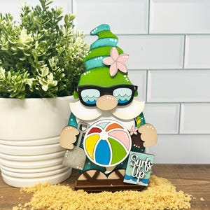 Summer Beach Wood Gnome Shelf Sitter, Nautical Gnome, Summer Decor, Standing Beach Gnome, Beach Decor, Nautical Shelf Sitter, Beach house