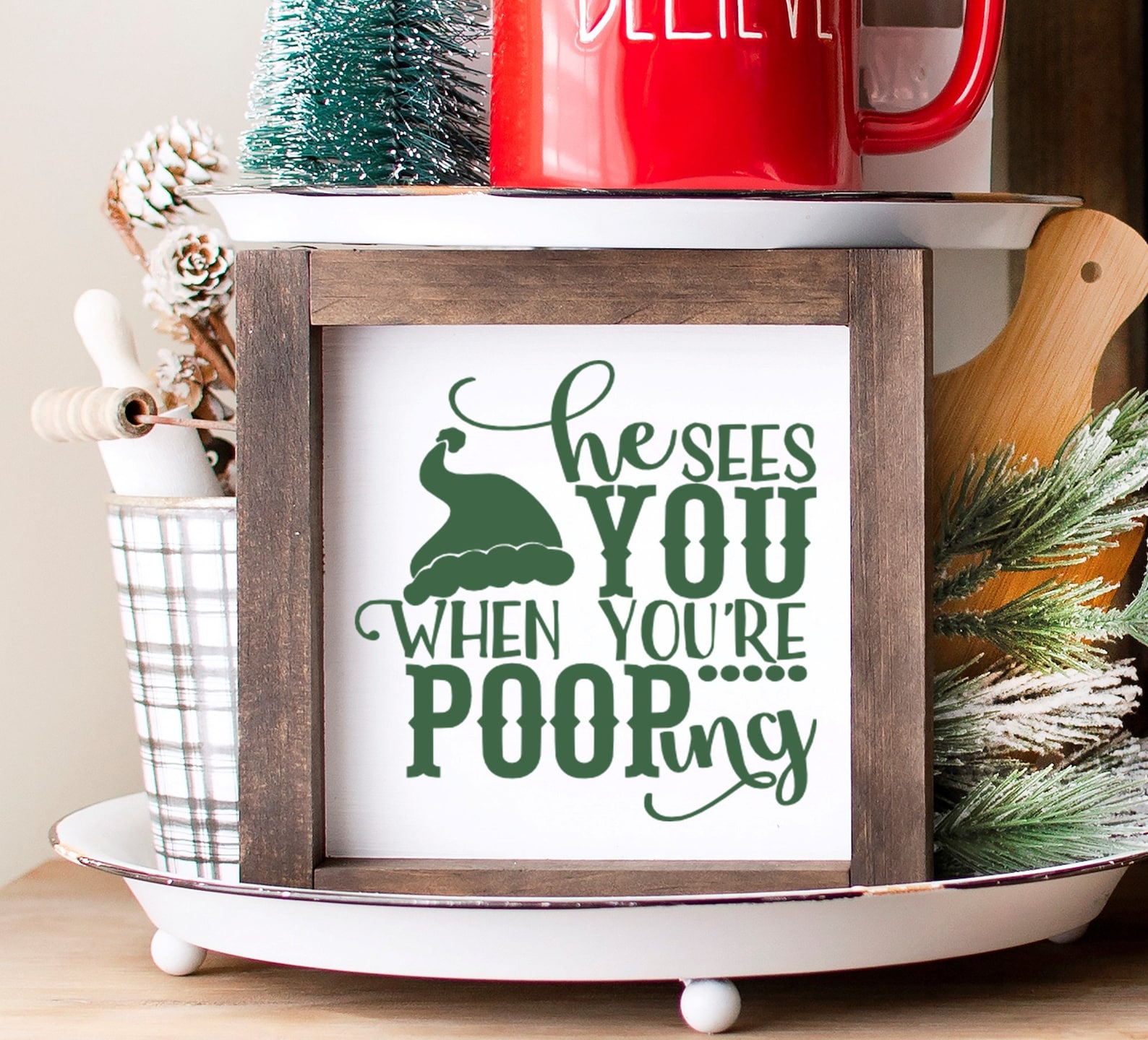 Funny Christmas Bathroom Mini 6x6 Sign Farmhouse Etsy