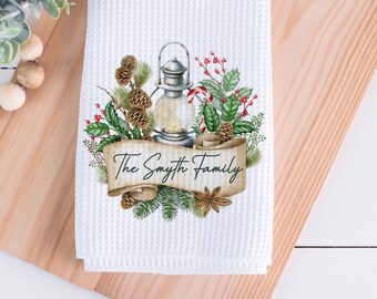 Personalised Christmas Tea Towel 16x24", Kitchen Towel, Custom Tea Towel, Farmhouse Christmas, Christmas Kitchen Decor, Secret Santa Gift