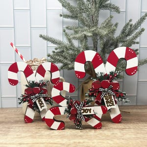 Candy Cane Chunky Shelf Sitter, Christmas Tier Tray, Seasonal Decor, Mantle Sitter Decor, Christmas Candy, Cocoa Bar Decor, Wood Candy Cane