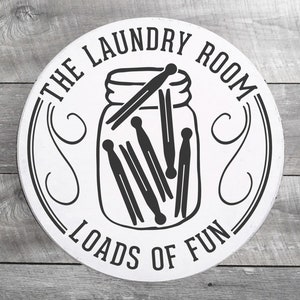 Laundry Room Round Painted Framed Wood Sign. Laundry signs, Laundry Room Decor, Farmhouse Laundry, Laundry room art, Laundry wall sign