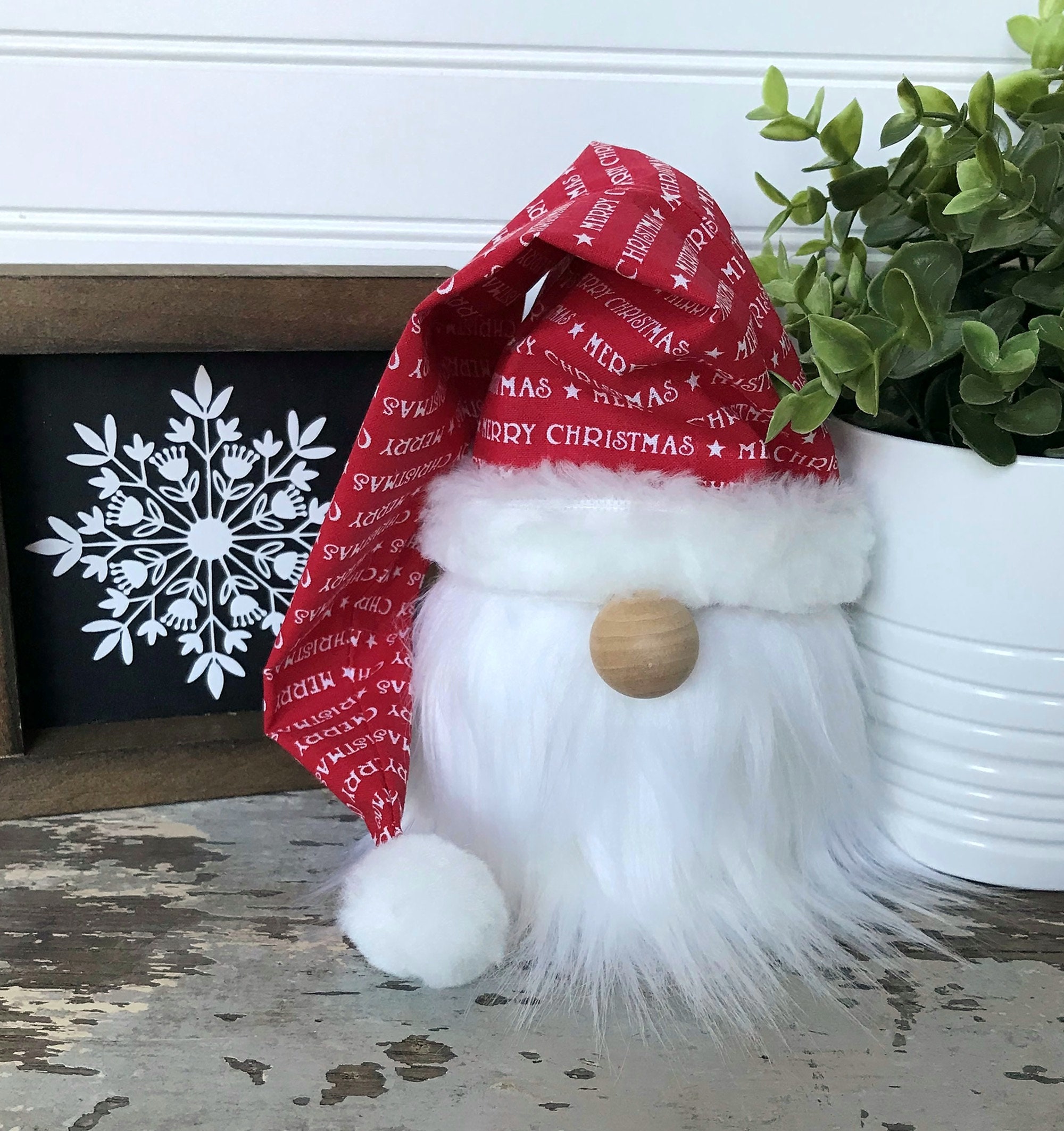 Merry Christmas Slouchy Hat Santa Gnome. Christmas Gnome | Etsy