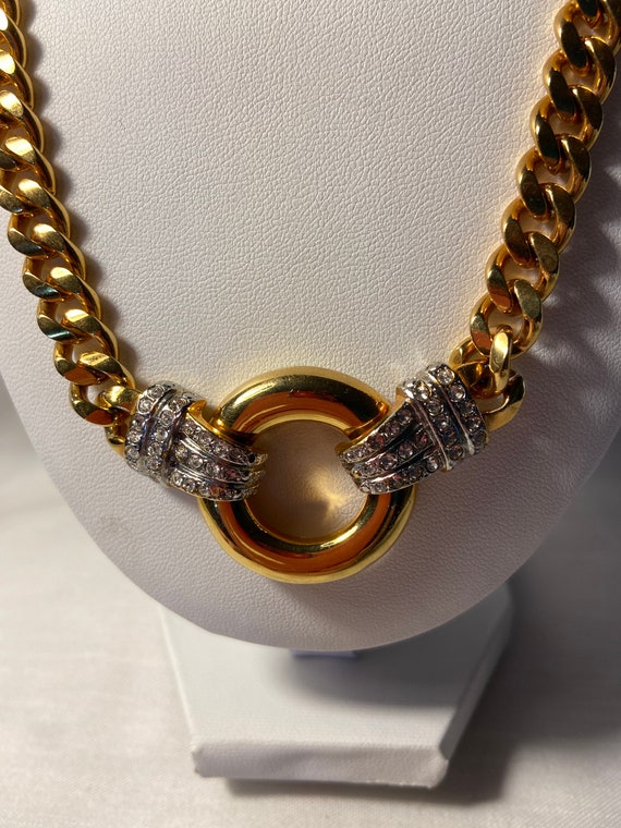Vintage Park Lane Goldtone and faux diamond neckl… - image 1