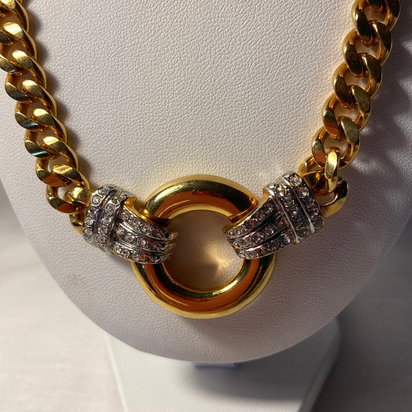 Vintage Park Lane Goldtone and faux diamond necklace