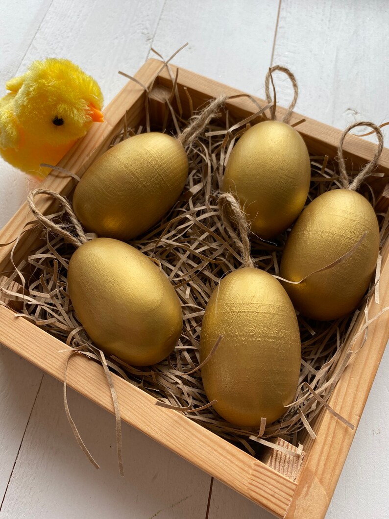 Set of 5 Wooden eggs Easter eggs Easter decor Easter gifts Easter decorations Easter egg Wooden Easter decor Easter basket image 2