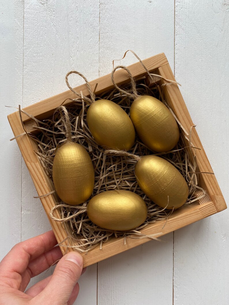 Set of 5 Wooden eggs Easter eggs Easter decor Easter gifts Easter decorations Easter egg Wooden Easter decor Easter basket image 1