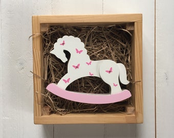 Rocking horse - Rocking horse for a girl - Rocking horse baby - Rocking horse wooden - Rocking horse nursery - Personalised gift - Swarovski