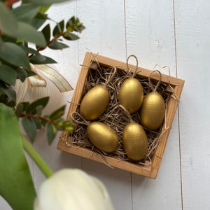 Set of 5 Wooden eggs Easter eggs Easter decor Easter gifts Easter decorations Easter egg Wooden Easter decor Easter basket image 5