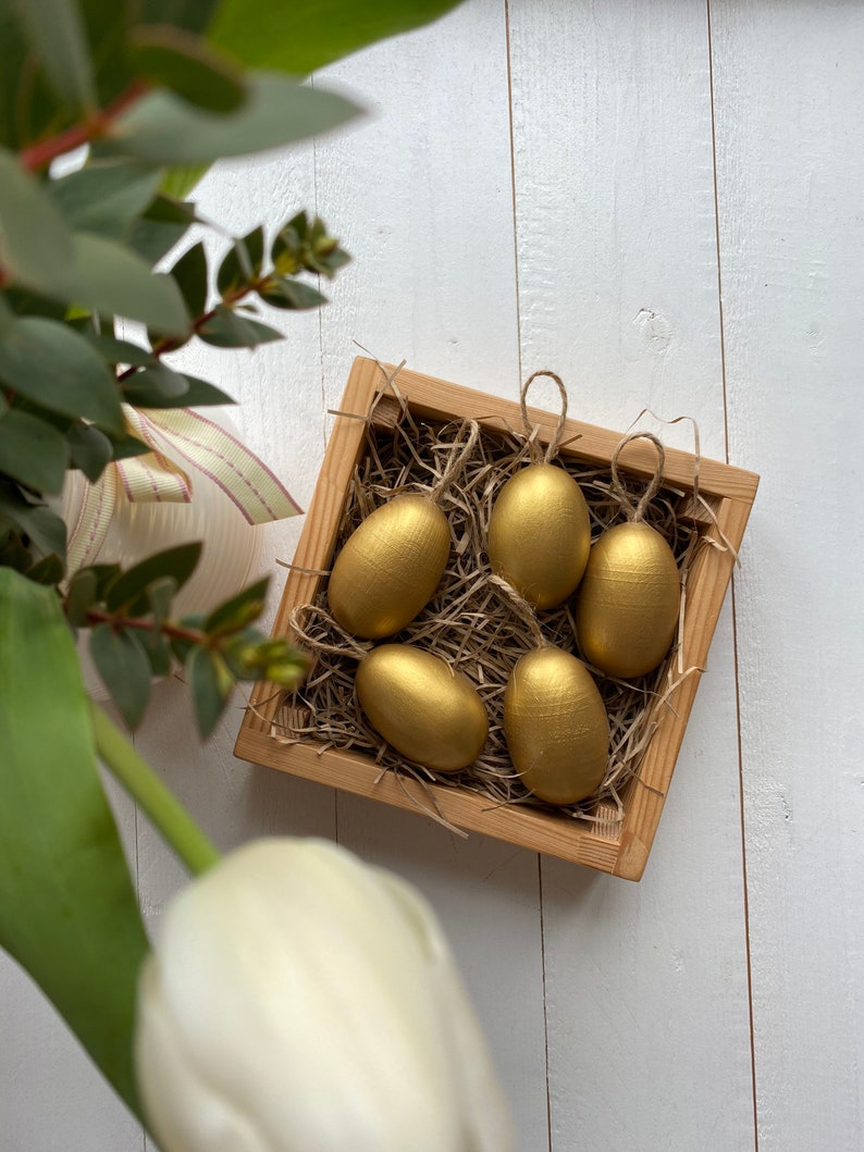 Set of 5 Wooden eggs Easter eggs Easter decor Easter gifts Easter decorations Easter egg Wooden Easter decor Easter basket image 5