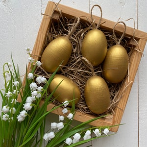 Set of 5 Wooden eggs Easter eggs Easter decor Easter gifts Easter decorations Easter egg Wooden Easter decor Easter basket image 3