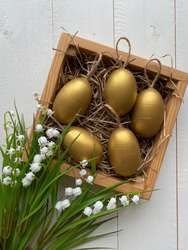 Set of 5 Wooden eggs Easter eggs Easter decor Easter gifts Easter decorations Easter egg Wooden Easter decor Easter basket image 3