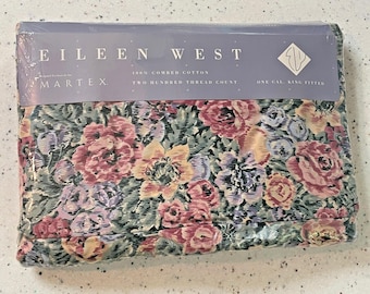 Eileen West California King Fitted Sheet Victorian Tapestry Vtg 80's NEW OLD STK