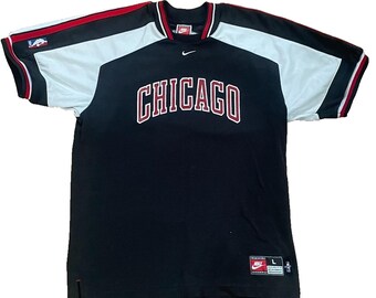 Nike Chicago Bulls NBA Vtg 90s Basketball Bench Style Black Jersey Youth L 14-16