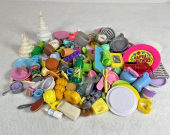 Fashion Doll Kitchen Food Accessory Lot 125+ Barbie Sz Vtg Dishes Pots Food