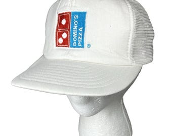 Domino's Pizza Vtg Employee Foam Front Mesh Back Snapback Trucker Hat All White