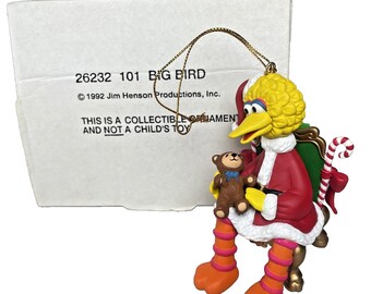 Big Bird Jim Henson Grolier Sesame Street Ornament Vtg 92 w/ Box 26232 101