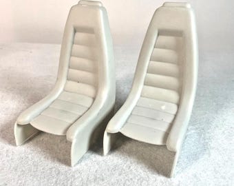 Mattel Barbie 1990s Camper / RV White Bucket Seat Snap On Replacement Lot of 2