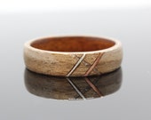 Walnut wooden Ring with a Silver and Copper inlay. Bentwood ring. Wooden ring. Wedding ring. Womens ring. Mens ring. unique ring. Man Ring