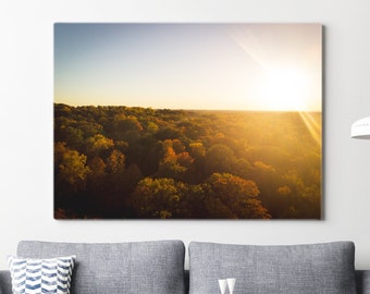 Atardecer de otoño - Fotografía de paisaje - Decoración de la casa rústica impresión de fotos